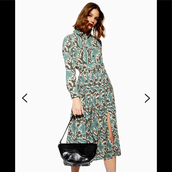 topshop python pleated shirt dress